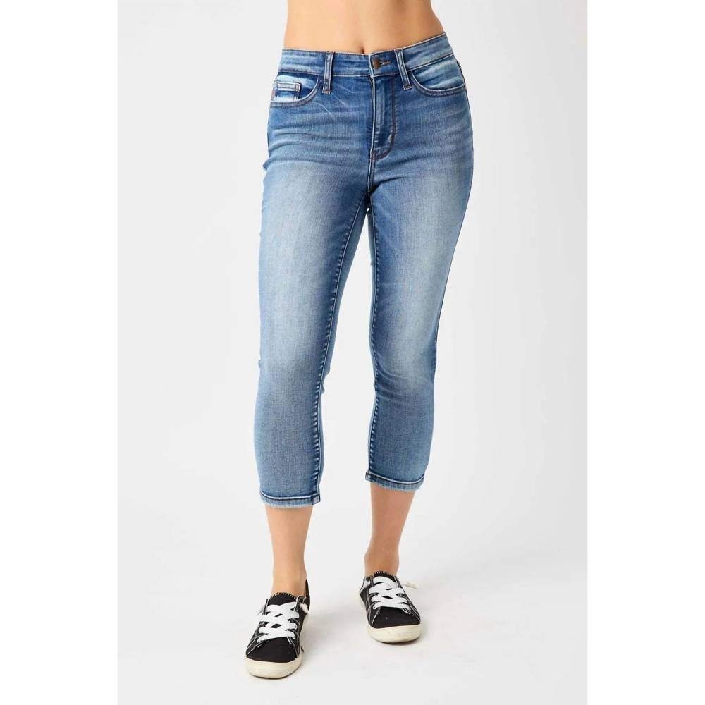 Judy Blue Skinny Fit Capri Jeans Womens 9/29 Blue Medium Wash Stretch Trendy